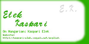 elek kaspari business card